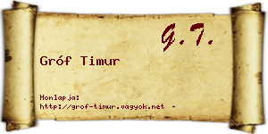 Gróf Timur névjegykártya
